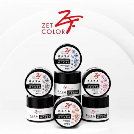 Изображение Zet Color, Кератиновая база для гель-лака "Жесткий каркас" ИСКРА №4 бежевый блеск, 15 мл в интернет-магазине Цирюльник