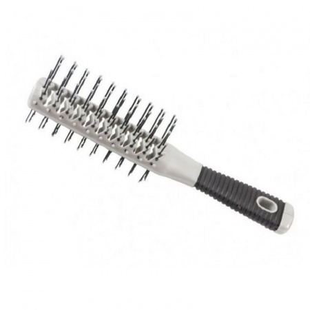 Изображение Hairway, Двусторонняя щетка для укладки волос 7 рядов Vent Silver 08001-32 в интернет-магазине Цирюльник