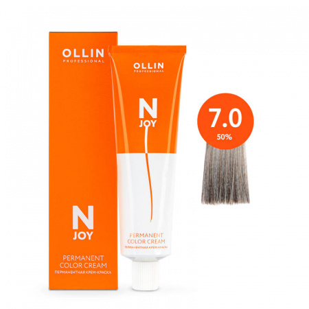 Изображение OLLIN, Крем краска для волос N-JOY 7/0 русый, 100 мл в интернет-магазине Цирюльник