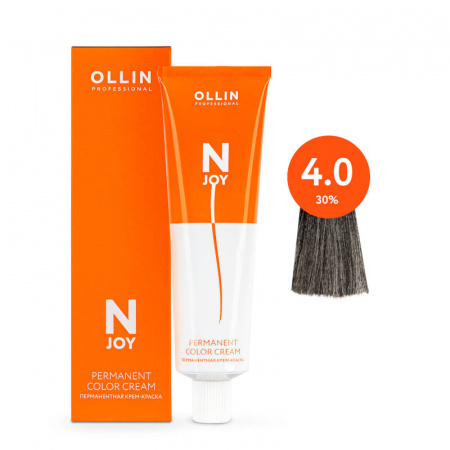 Изображение OLLIN, Крем краска для волос N-JOY 4/0 шатен, 100 мл в интернет-магазине Цирюльник